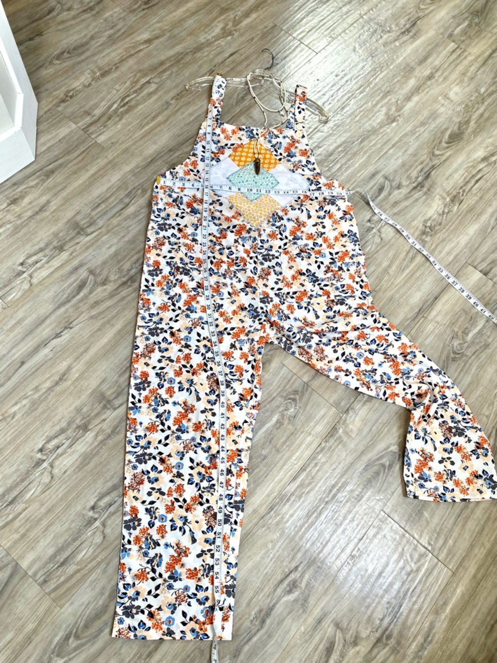 Artisan Upcycled patchwork boho floral overalls w prairie cottagecore vibe - Picture 14 of 15